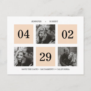 Photo Grid Collage   Salmon   SAVE THE DATE Announcement Postcard