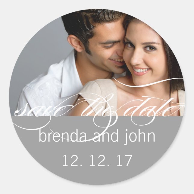 Photo gris simple Enregistrer le sticker Mariage d (Devant)