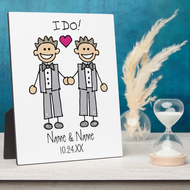 Photo Groom Groom I Do Personnalisé Mariage Plaque (Côté)