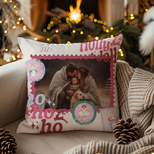 Photo Groovy Nutcracker Retro Pastel Christmas Throw Pillow