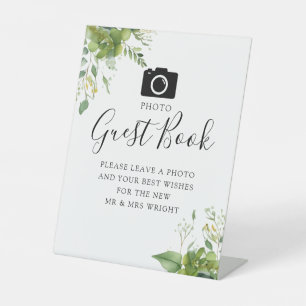 Photo Guest Book Greenery Botanical Wedding Pedestal Sign