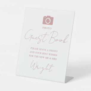 Photo Guest Book Script Dusty Rose Pink Wedding Pedestal Sign