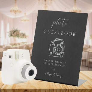 Photo Guestbook Black and white Tabletop sign