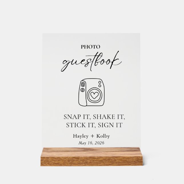 Photo Guestbook Table Top   Acrylic Sign (Front)