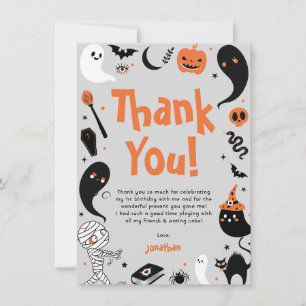 Photo Halloween Birthday Boy Thank You Card