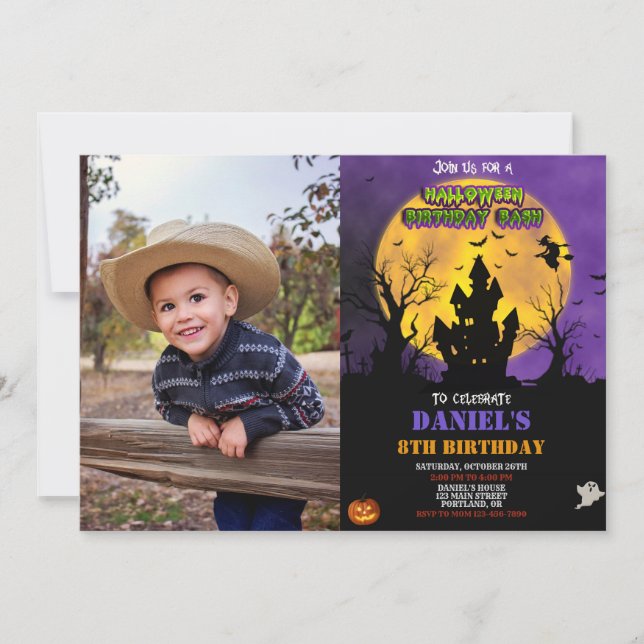 Photo Halloween invitation anniversaire Costume fê (Devant)