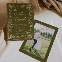 Photo Hand Drawn Grasslands Floral Garden Wedding