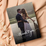 Photo Hand-Lettered Wedding Thank You Card<br><div class="desc">A great and thoughtful way to thank your friends,  family,  and coworkers who graced you their presence on your your wedding day with this modern photo thank you cards with script hand lettered "thank you" and a love heart.</div>