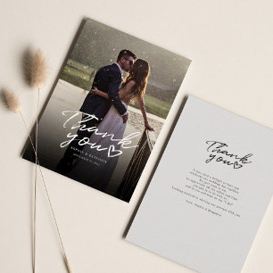 Photo Hand-Lettered Wedding Thank You Card