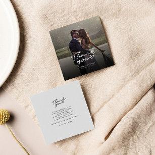 Photo Hand-Lettered Wedding Thank You Note Card