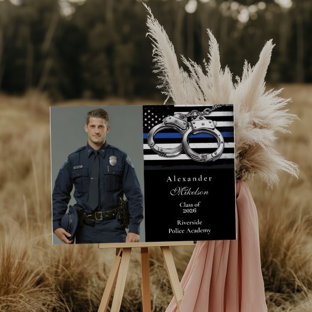 Photo Handcuffs American Flag Police Graduation Announcement (Creator Uploaded)