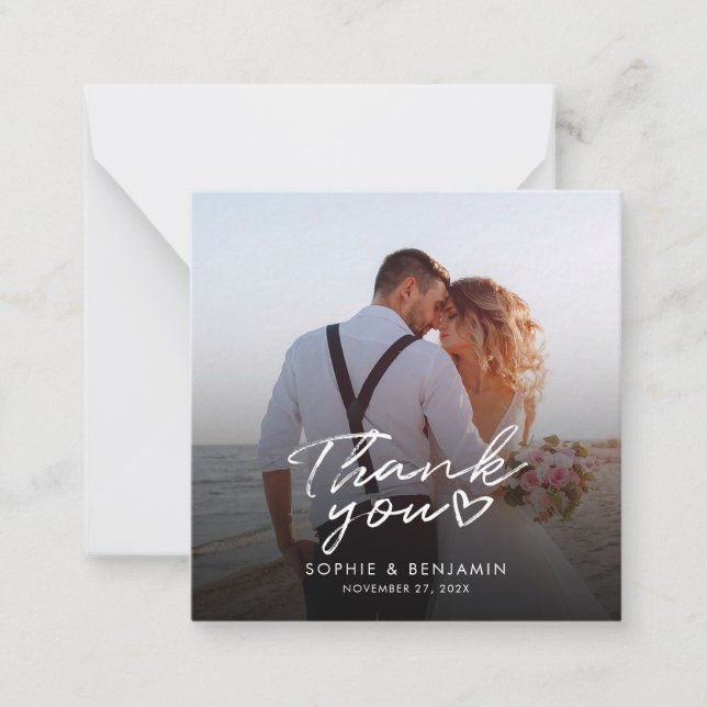Photo Handwritten Wedding Thank You Card (Front)