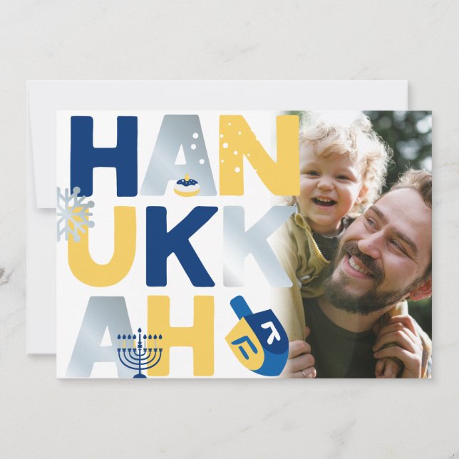 Photo HANOUKKA Menorah Dreidel Carte de voeux (Devant)