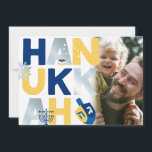 Photo HANUKKAH Menorah Dreidel Greeting Card<br><div class="desc">Our Hanukkah Greeting card with a dreidel, menorah, jelly doughnut, and Jewish stars of David is a beautiful, fun way to wish family and friends a Happy Hanukkah in style. . Personalize with your custom greeting on the reverse to make it truly one of a kind. Enquiries: message us or...</div>