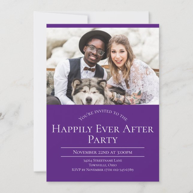 Photo Happily Ever After Wedding Reception Party Invitation (Front)