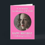 Photo Happy Birthday Granddaughter 21st Add Age  Card<br><div class="desc">Photo Happy Birthday Granddaughter for from Grandmother. Can be changed to from Grandfather or from your loving Grandparents. Set up for a 21st birthday but you can add any age. Add your own selected photo into a light pink round frame to make this card a special gift in its own...</div>