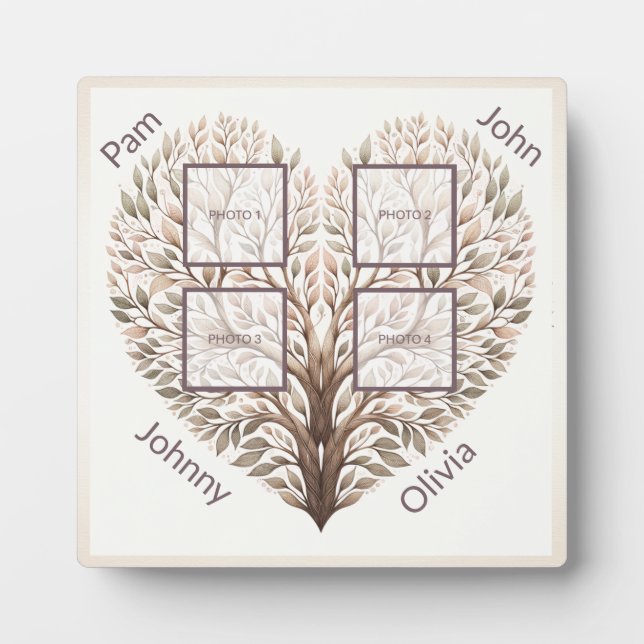 Photo Heart Add Four Photos Plaque (Front)