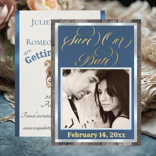 Photo & Heart - Blue Save The Date