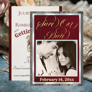 Photo & Heart - Burgundy Save The Date