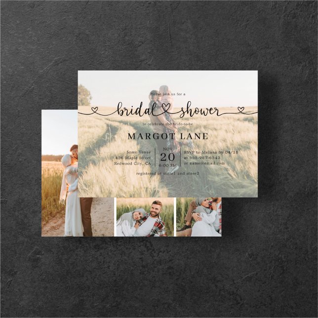 Photo Heart Calligraphy Bridal Shower Flyer (Creator Uploaded)
