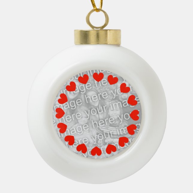 Photo heart Christmas balls | Add your own picture Ceramic Ball Christmas Ornament (Front)