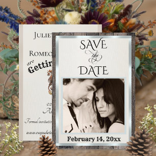 Photo & Heart - Cream Save The Date