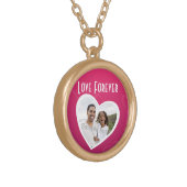 Photo Heart Frame Personalized Pink/White Gold Plated Necklace (Front Left)