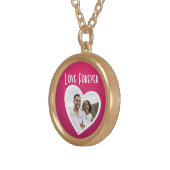 Photo Heart Frame Personalized Pink/White Gold Plated Necklace (Front Right)
