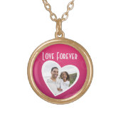 Photo Heart Frame Personalized Pink/White Gold Plated Necklace (Front)