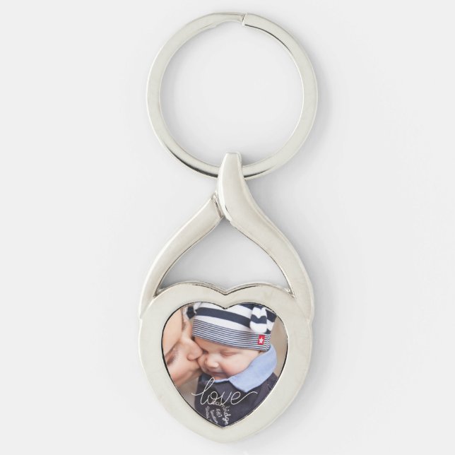 Photo Heart Love Keepsake Family  Keychain (Front)
