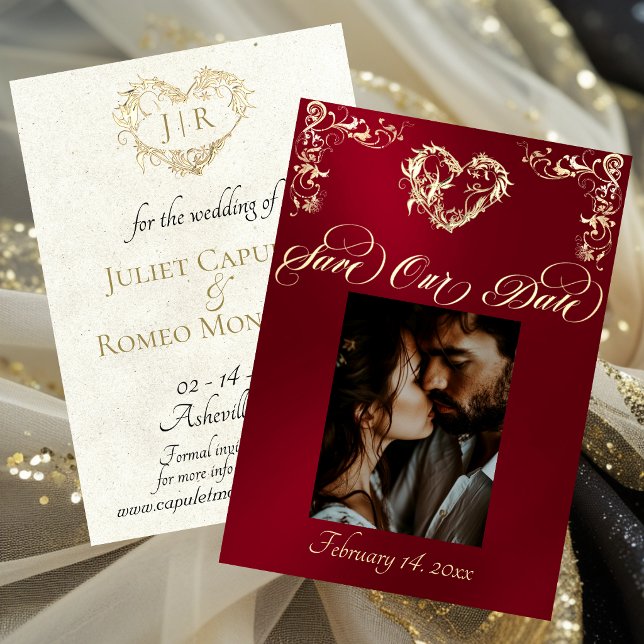 Photo & Heart Monogram - Red Save The Date (Creator Uploaded)