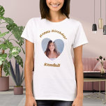 Photo heart name birthday T-Shirt<br><div class="desc">Personalize and add a name and a photo inside the heart shaped frame.</div>