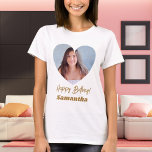 Photo heart name birthday T-Shirt<br><div class="desc">Personalize and add a name and a photo inside the heart shaped frame.</div>