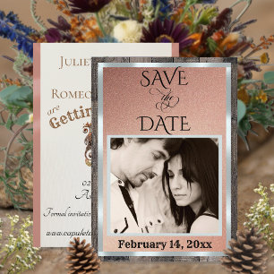 Photo & Heart - Rose Gold Save The Date
