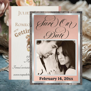 Photo & Heart - Rose Gold Save The Date