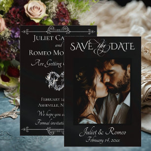 Photo & Heart Save the Date on Black