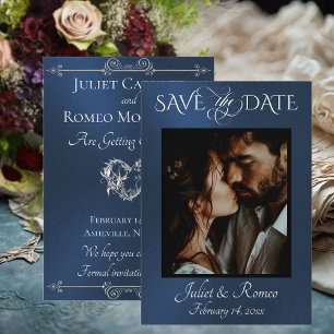 Photo & Heart Save the Date on Blue