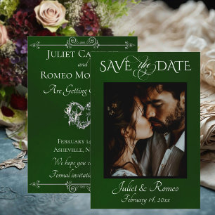 Photo & Heart Save the Date on Emerald