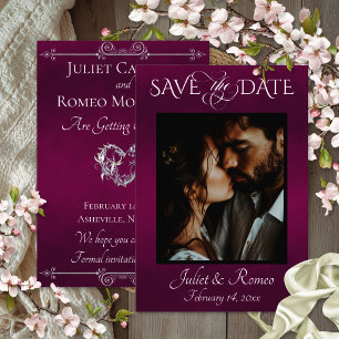 Photo & Heart Save the Date on Plum
