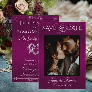 Photo & Heart Save the Date on Plum