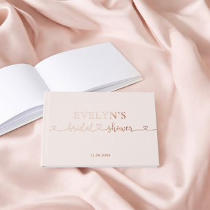 Photo Heart Script Bridal Shower Blush Pink Guest Book