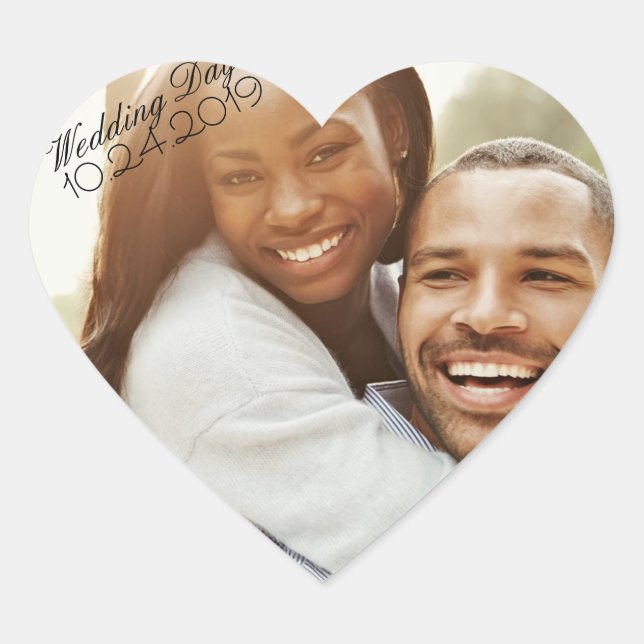 Photo Heart Sticker Wedding Date Reminder (Front)
