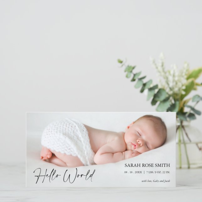 Photo Hello World Faire-part de naissance Photocar (Debout devant)