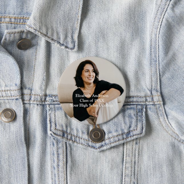 Photo High School College Reunion Personalized 3 Inch Round Button (In Situ)