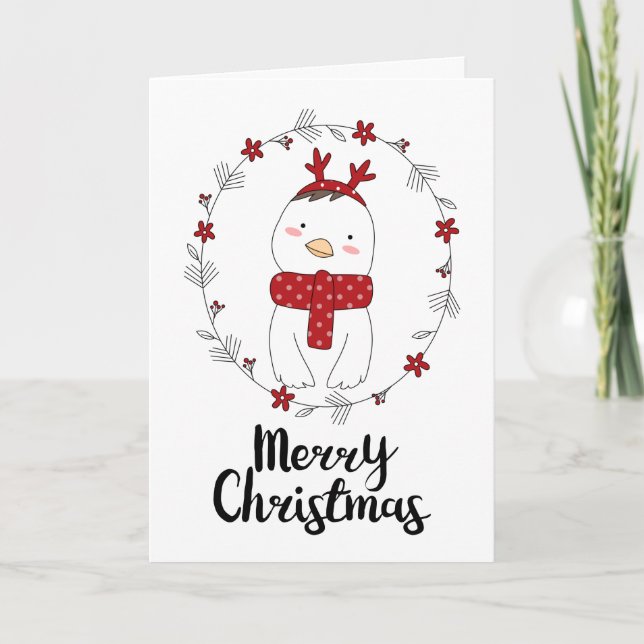 PHOTO HOLIDAY CARD | Christmas Chicken Reindeer (Front)