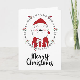 PHOTO HOLIDAY CARD   Merry Christmas Doodle Santa