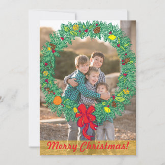 Photo Holiday Card: Merry Christmas Wreath Photo Card