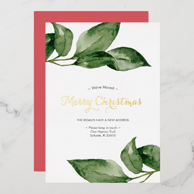 Photo Holiday Card Watercolor Botanicals (Front/Back)