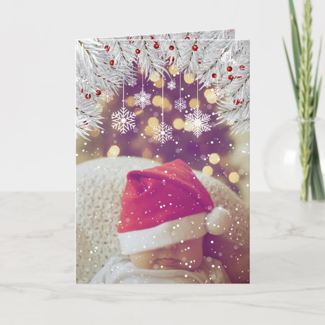 PHOTO HOLIDAY CARD | Winter Christmas Snowflakes (Front)