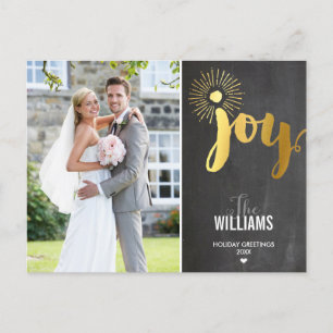 PHOTO HOLIDAY chalkboard brushed type gold joy Postcard